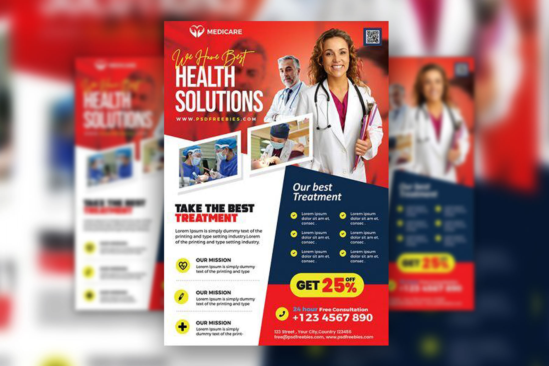 Geometric, Modern Health Care Services Flyer Template FREE PSD