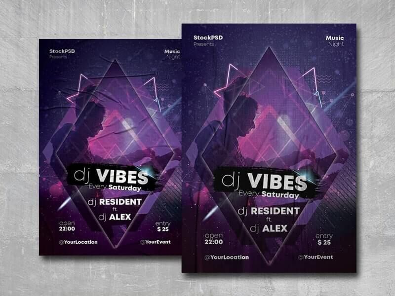 Geometric Music Event Flyer Template Free Download 