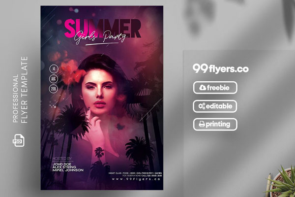 Girls Party Night Club Flyer Template FREE PSD