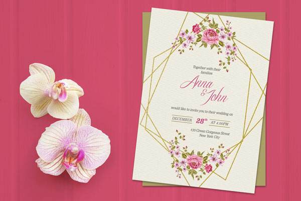 Gorgeous Wedding Invitation Card Mockup and Its Template FREE PSD