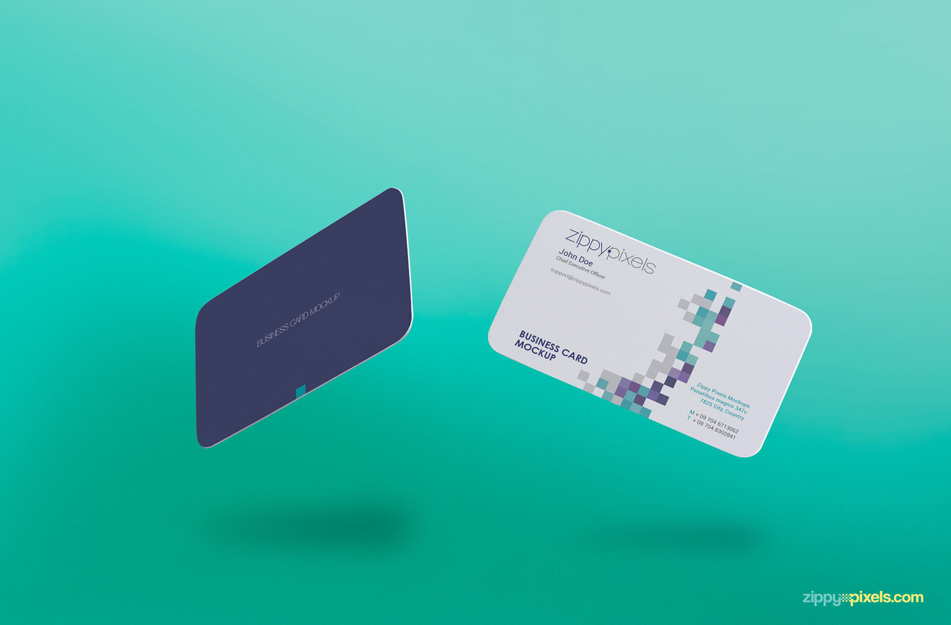 Gravity Business Cards Mockup in Front and Back View FREE PSD