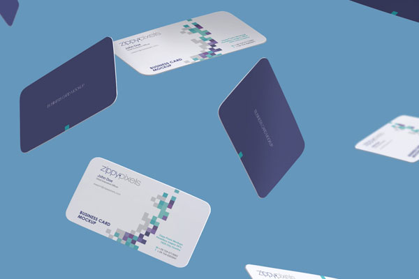 Gravity Business Cards Mockup in Front and Back View FREE PSD