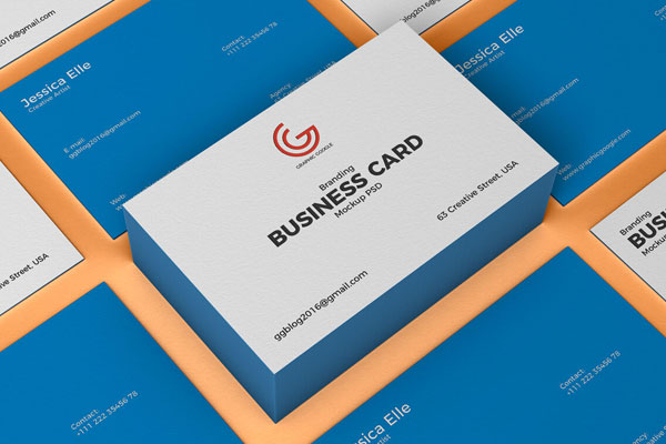 Grid Brand Business Card Mockup FREE PSD
