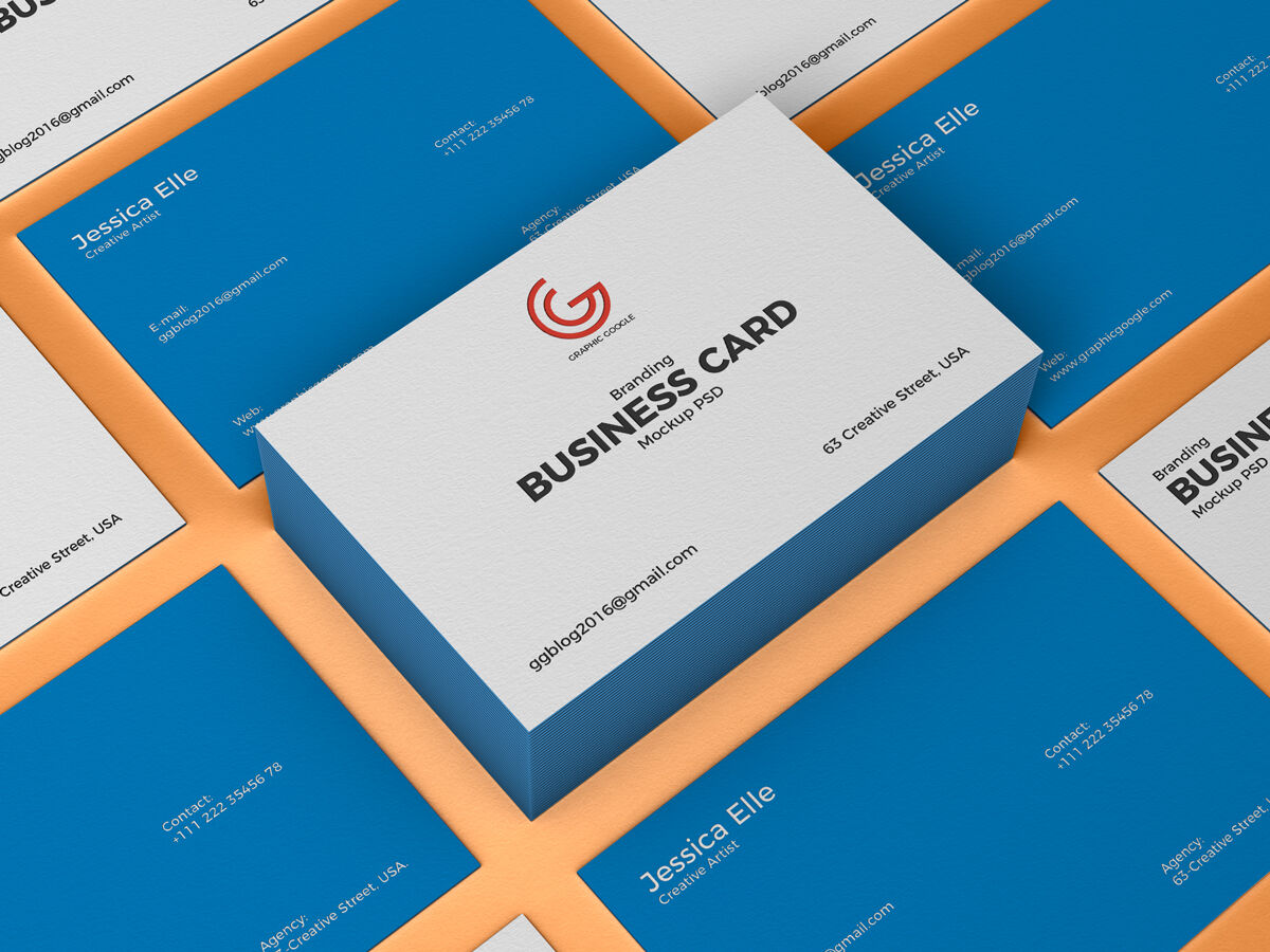 Grid Brand Business Card Mockup FREE PSD