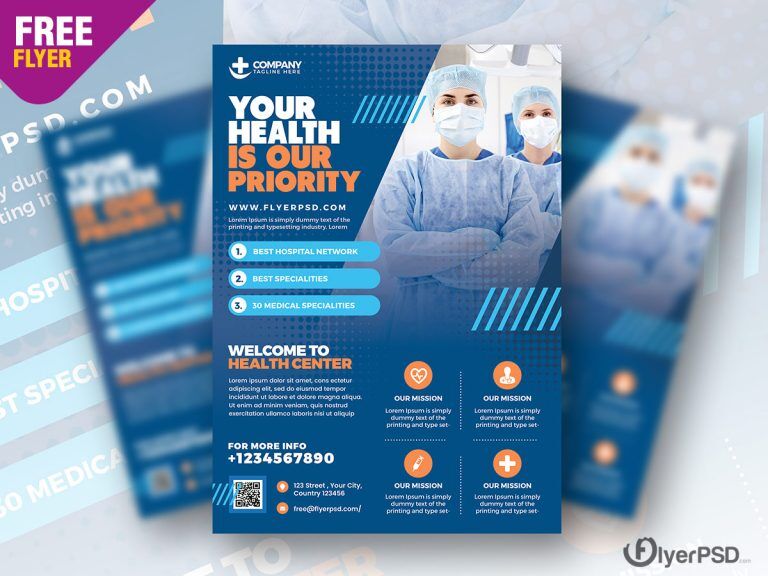 Grid Modern Health Care and Hospital Flyer Template FREE PSD