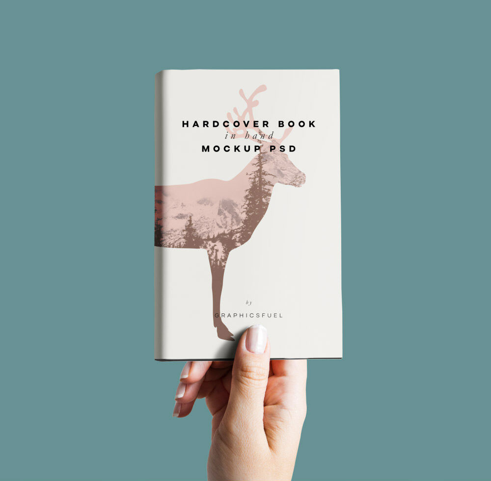 Hand Holding Hardcover Book Mockup FREE PSD