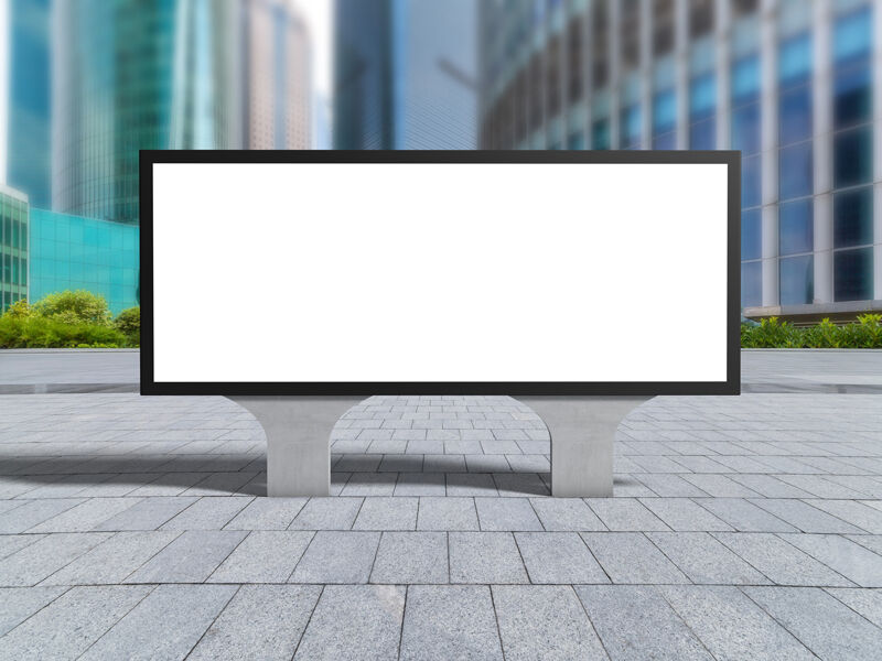 Horizontal Advertisement Billboard in the City Mockup Front View FREE PSD