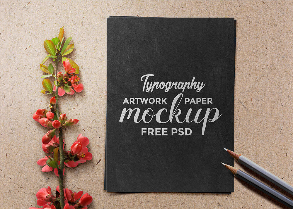 Horizontal and Rectangular Typography Artwork Paper Mockup FREE PSD
