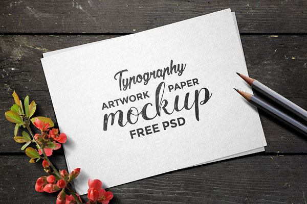 Horizontal and Rectangular Typography Artwork Paper Mockup FREE PSD