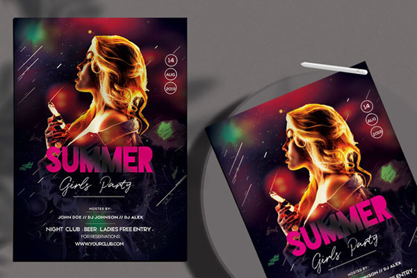 Hot Club Girls Party Flyer Template FREE PSD