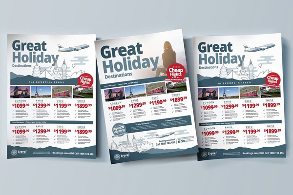 Illustrated Travel Agency Posters, Brochures Templates Free Download ...