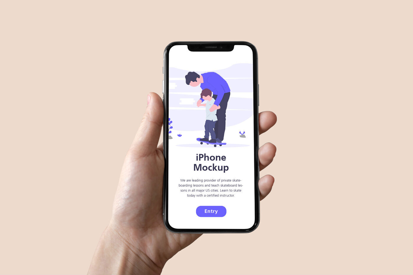 iPhone Held by Hand Front View Mockup FREE PSD