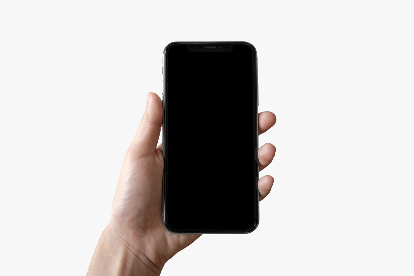 iPhone Held by Hand Front View Mockup FREE PSD