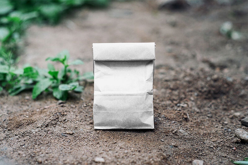 Kraft Paper Bag on the Ground Mockup Front View FREE PSD