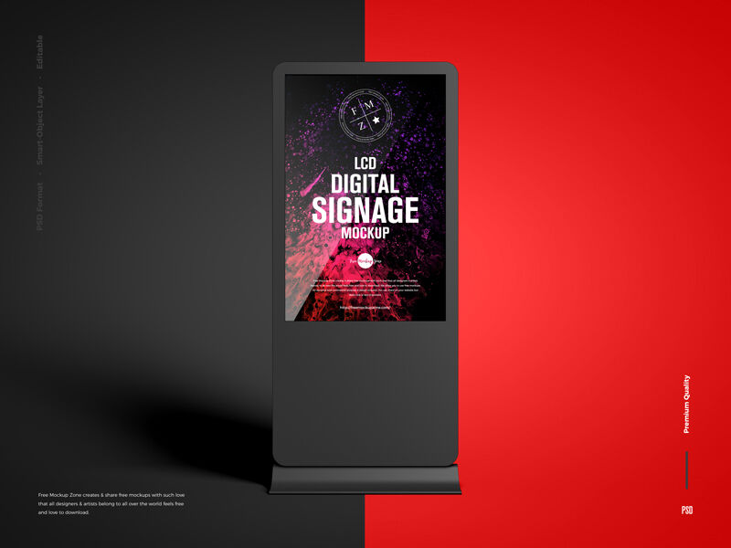 LCD Digital Signage Stand Mockup FREE PSD