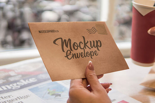 Letter Mockup Featuring Female Hand Sitting at the Table FREE PSD