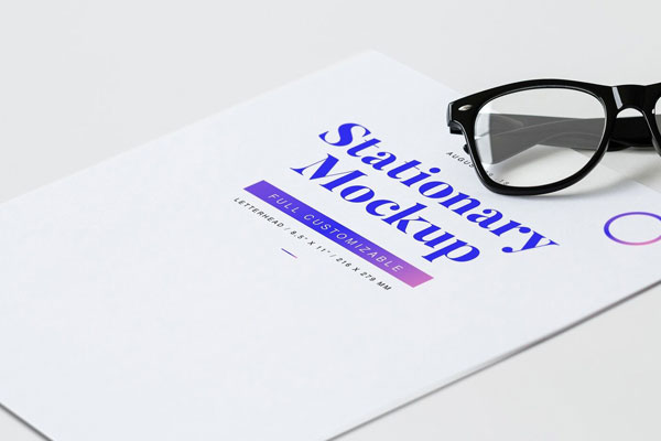 Letterhead Mockup With A Glasses FREE PSD