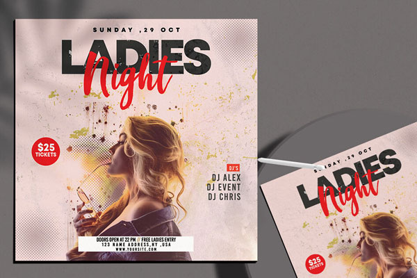 Light Ladies Night Event Flyer Templates (FREE) - Resource Boy