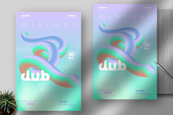 Minimal Abstract Gradient Club Flyer Template FREE PSD