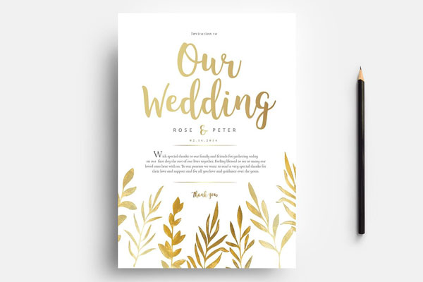 Minimal, Boho Watercolor Wedding Template Featuring Bonus Business Card FREE PSD