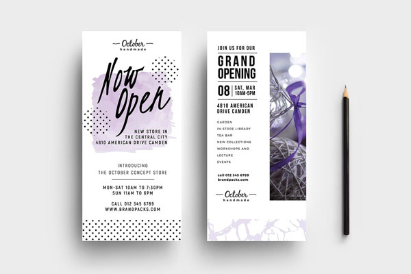 Minimal Grand Opening Rack Card Templates FREE PSD