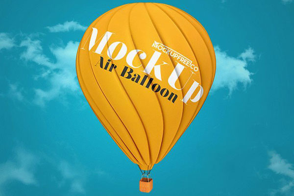 Mockup Displaying Big Air Balloon Flying in the Sky FREE PSD