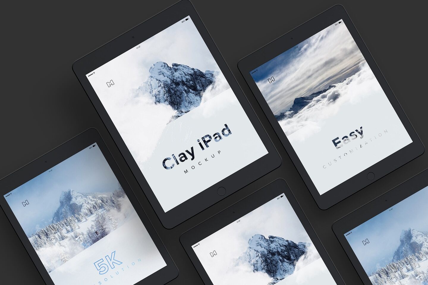 Mockup Displaying Top View of a Grid of iPad 9.7 FREE PSD