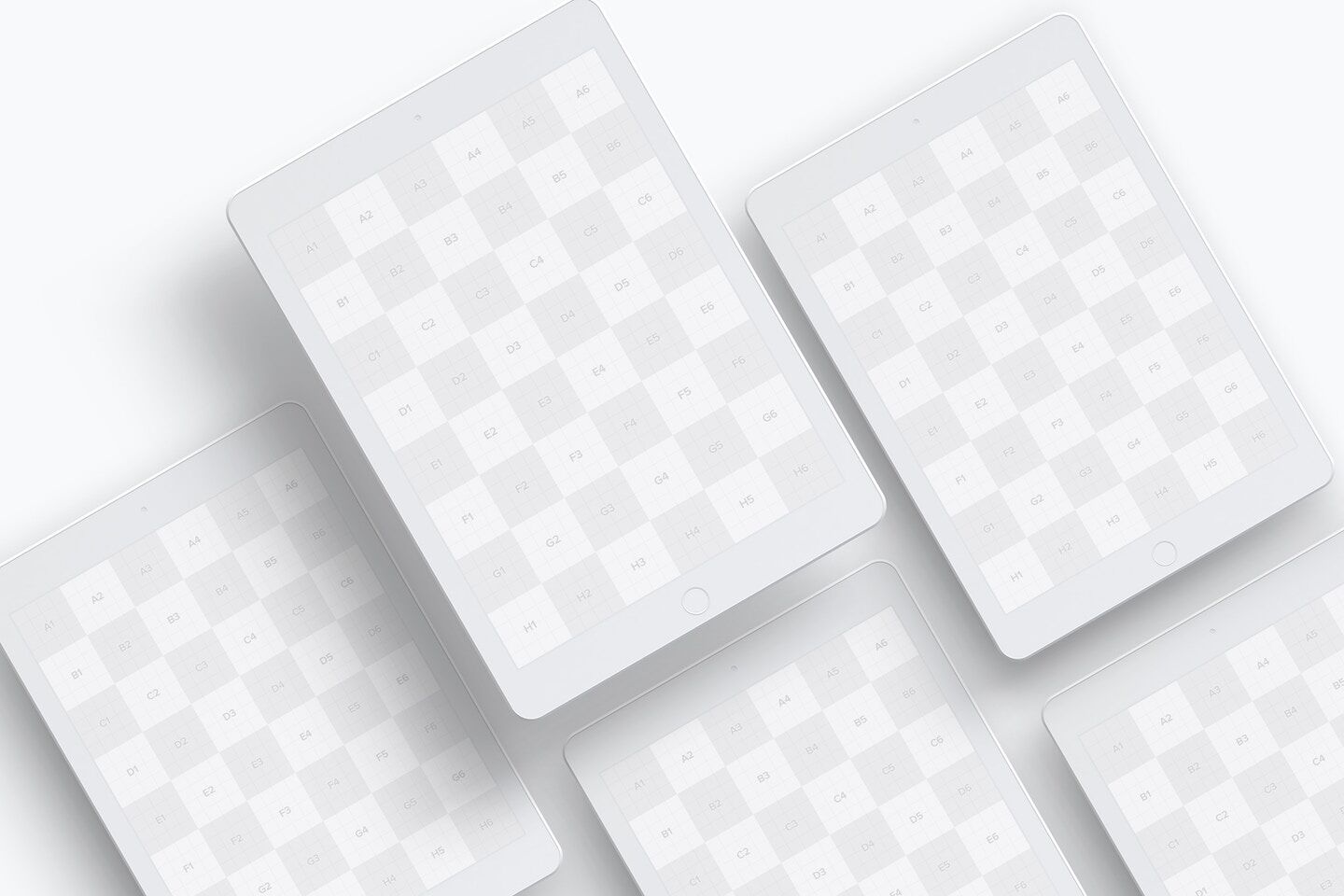 Mockup Displaying Top View of a Grid of iPad 9.7 FREE PSD