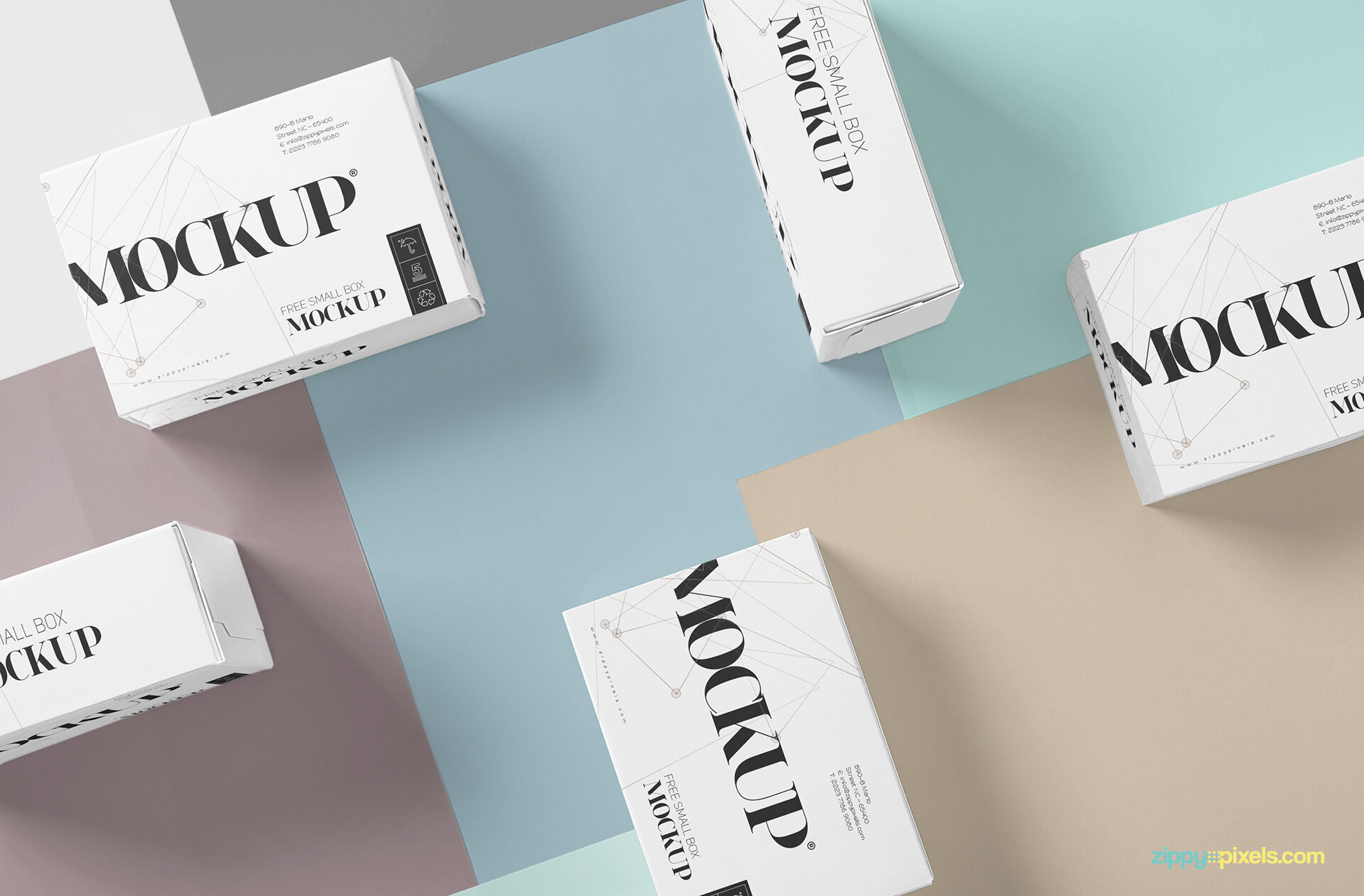 Mockup Featuring 5 Packaging Boxes in Different Angles FREE PSD