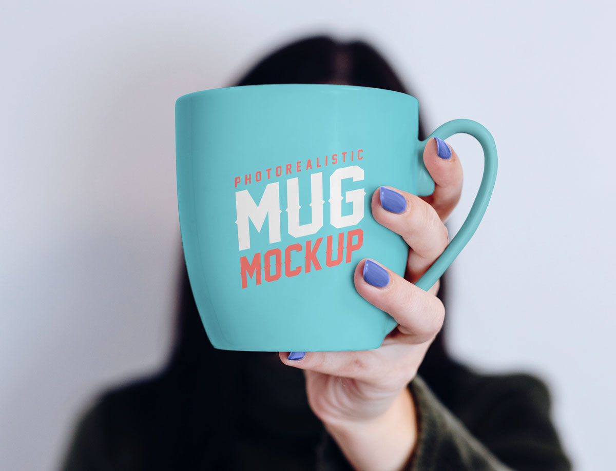 Mockup Featuring a Female Holding a Mug FREE PSD