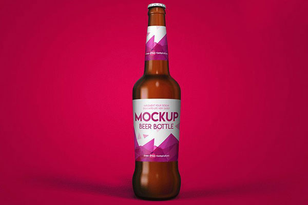 Mockup Featuring a Front View of a Beer Bottle FREE PSD