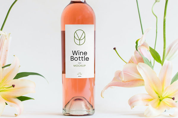 Mockup Featuring a Front View Wine Bottle with Label FREE PSD
