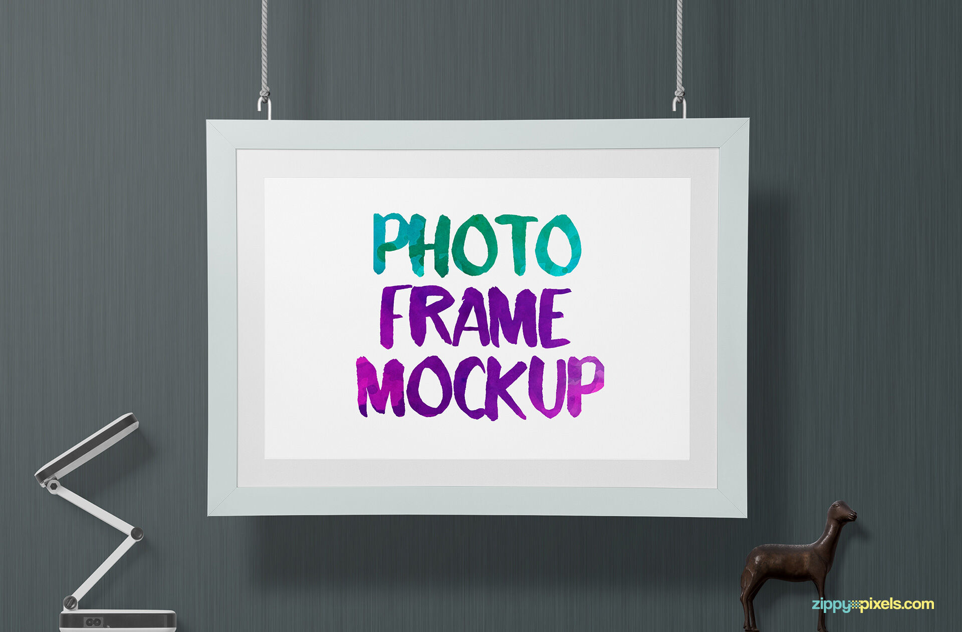 Mockup Featuring a Hanging Photo Frame on the Wall FREE PSD