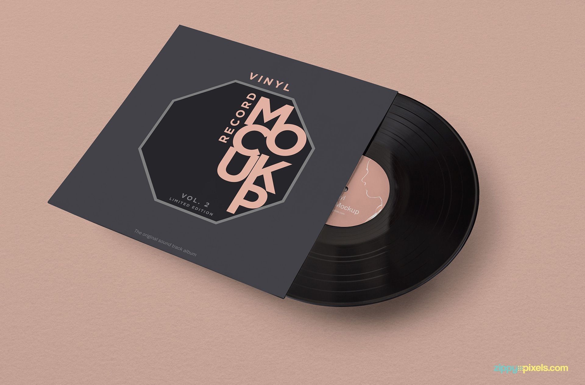 Mockup Featuring a Vinyl Record in Half Side View Free Download