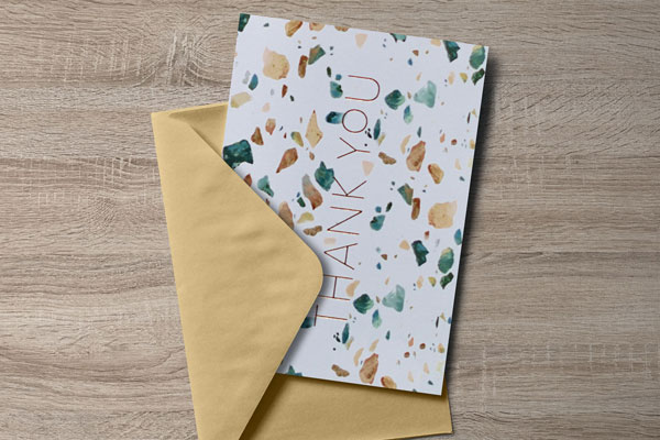 Mockup Featuring an Overhead Shot of Greeting Card with Envelope FREE PSD