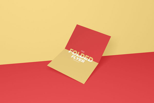 Mockup Featuring Centerfold Flyer at the 3\4 Angle View FREE PSD