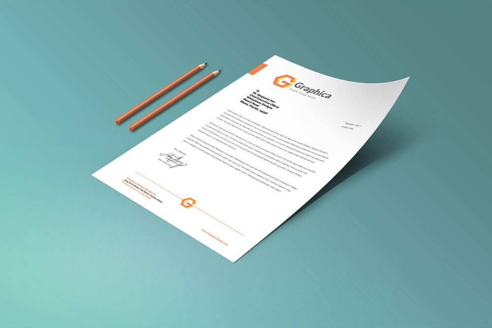 Mockup Featuring Letterhead and Paper Portfolio in Perspective FREE PSD