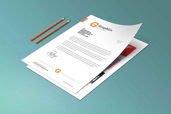 Mockup Featuring Letterhead and Paper Portfolio in Perspective FREE PSD