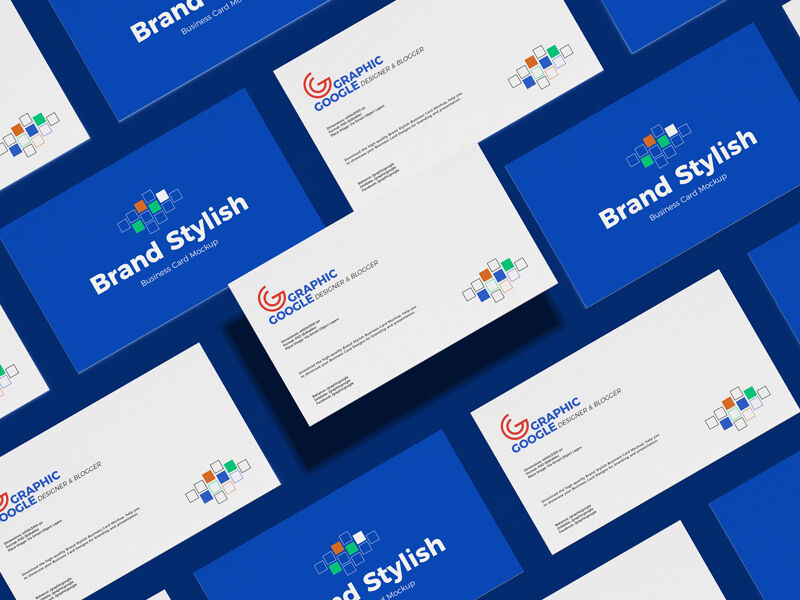 Mockup Featuring Multiple Business Cards Diagonally Arranged in Grid Style FREE PSD