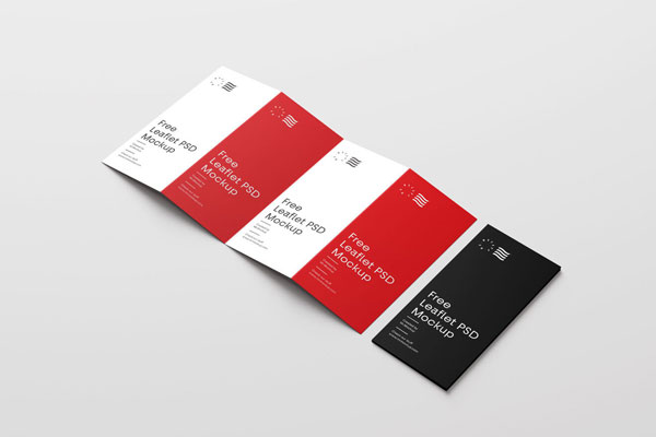 Mockup Featuring Side View of Opened and Closed Four-fold Brochure FREE PSD