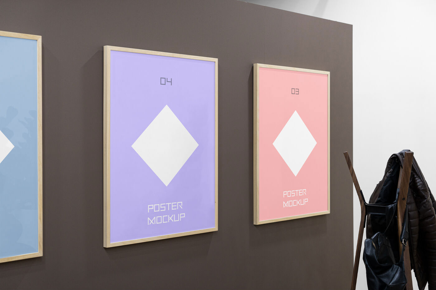 Mockup Featuring Three Posters on a Wall FREE PSD