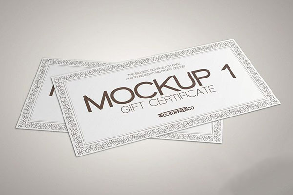 Mockup Featuring Three Shots of a pair of Gift Certificates FREE PSD