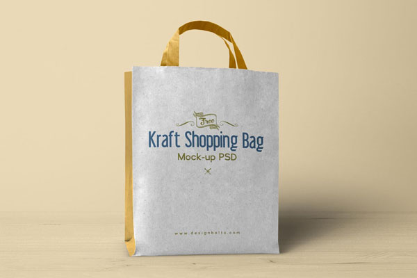 Mockup Including a Kraft Paper Turn Top Shopping Bag FREE PSD