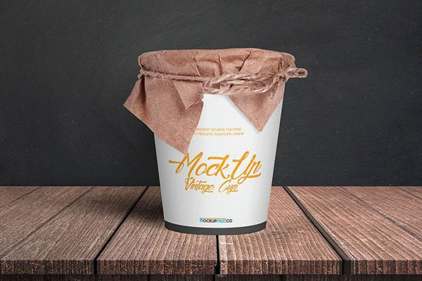 Mockup Including a Vintage Cup with Cloth Lid FREE PSD