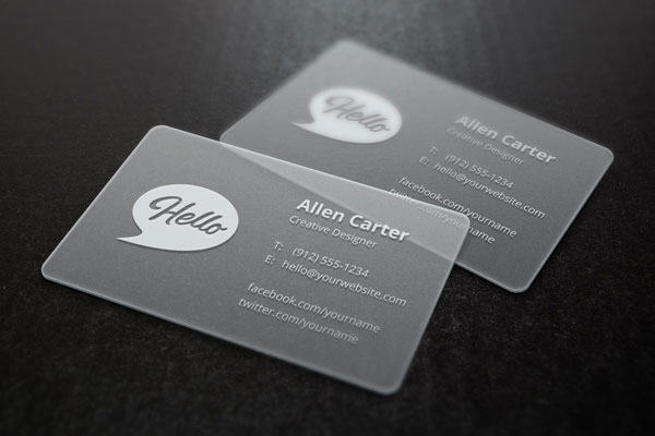 Mockup of 2 Translucent Business Cards FREE PSD