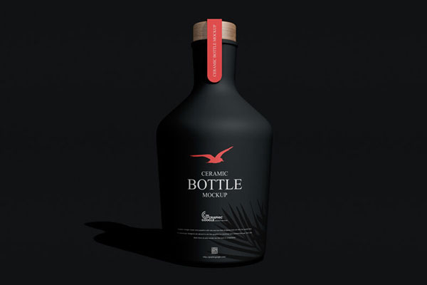 Mockup of a Ceramic Bottle Standing in Front View FREE PSD