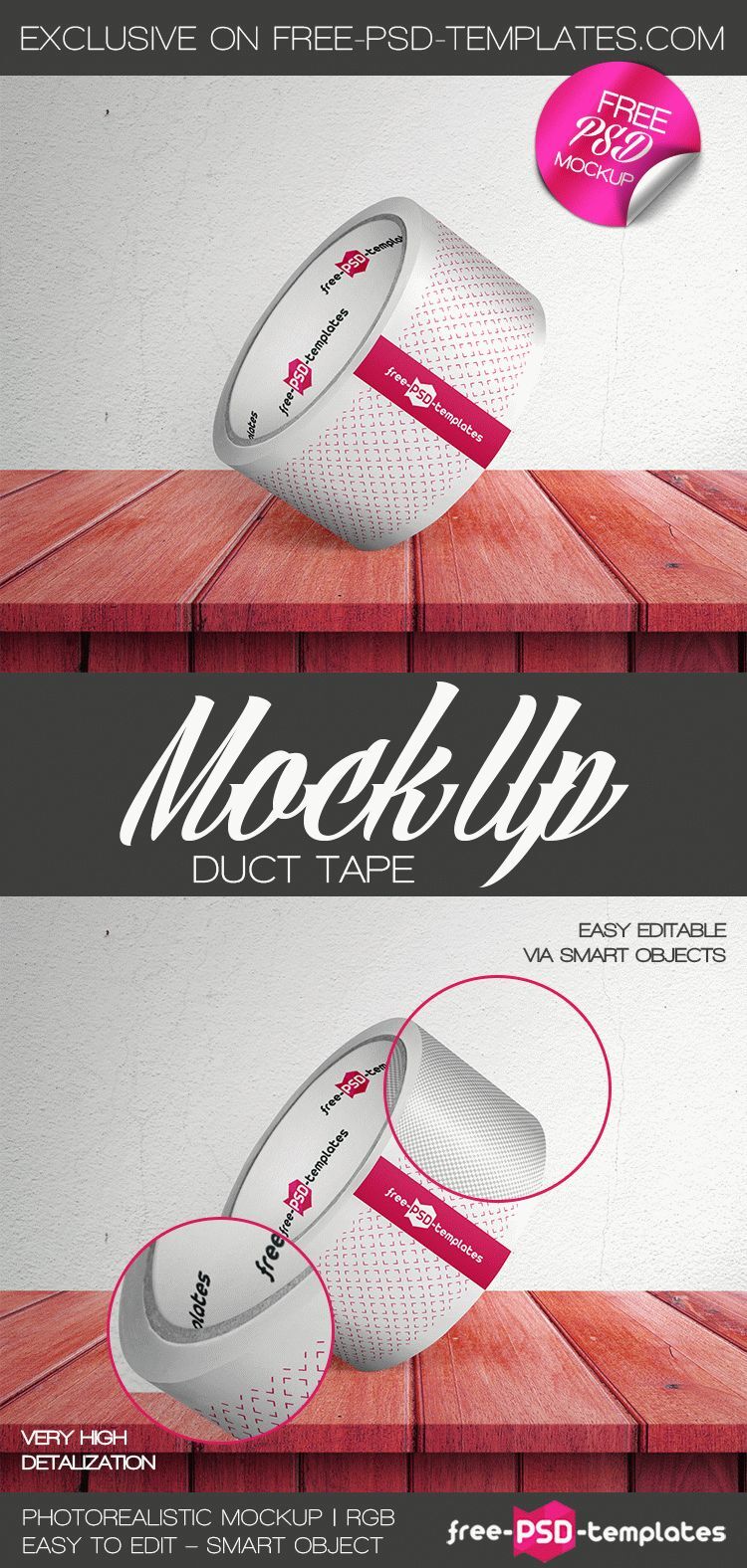 Perspective View Patterned Duct Tape with Box Mockup (FREE