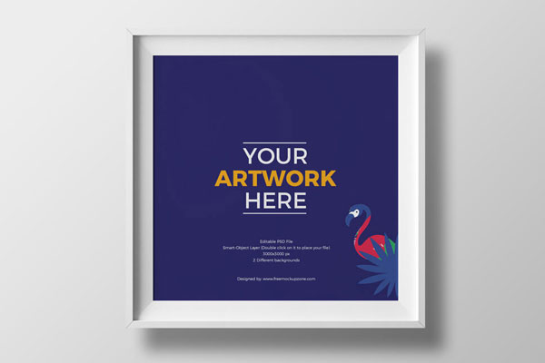 Mockup of a Frame Hung on the Wall in a Front View FREE PSD