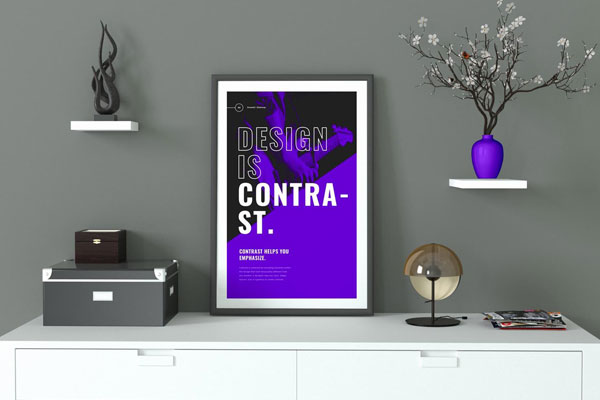 Mockup of a Photo Frame Poster Decorated with Modern Items FREE PSD