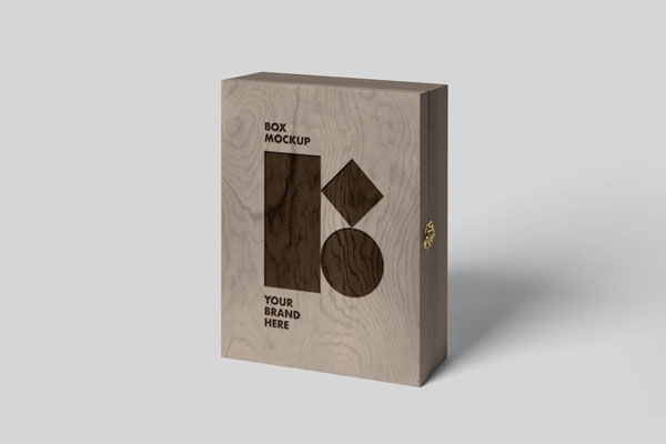 Mockup of a Rectangular Wooden Box FREE PSD